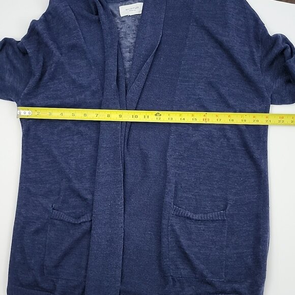 Hudson North Women's Knit Linen Blend Navy Long Open Front Cardigan Pockets Sz M - Picture 9 of 9